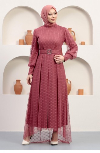 Dusty Rose Hijab Evening Dress 14372