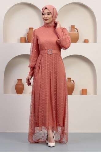Lachsrosa Hijab-Abendkleider 14375