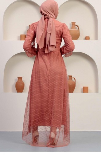 Salmon Hijab Evening Dress 14375