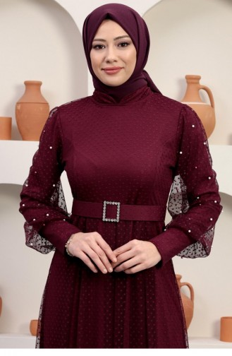 Weinrot Hijab-Abendkleider 14376