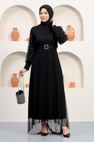 Black Hijab Evening Dress 14377