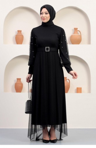 Black Hijab Evening Dress 14377