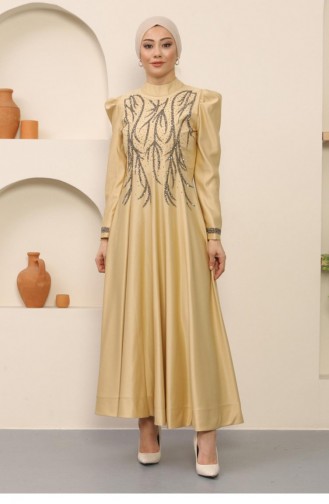 Gold Hijab-Abendkleider 14388