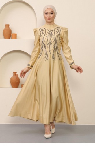 Gold Hijab-Abendkleider 14388