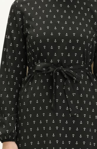 Robe Plissée à Motif 2055-01 Noir 2055-01