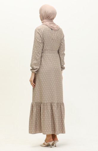 Anchor Print Shirred Dress 2055-03 Mink 2055-03
