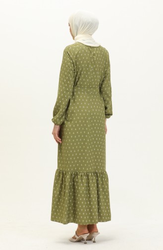 Anchor Print Shirred Dress 2055-04 Green 2055-04