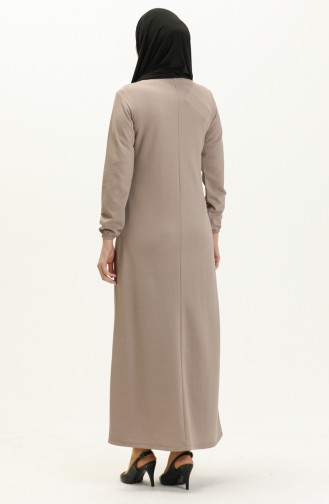 Basic Hijab Kleid mit elastischen Ärmeln 4158-05 Nerz 4158-05