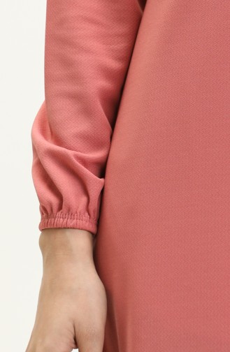 Elastic Sleeve Basic Hijab Dress 4158-06 Dusty Rose 4158-06