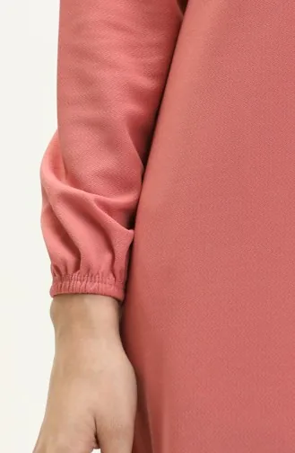 Basic Hijab Kleid mit elastischen Ärmeln 4158-06 Rose 4158-06
