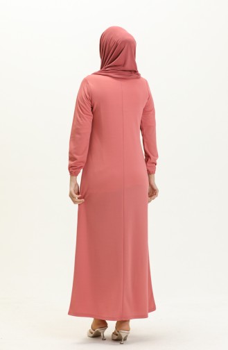 Basic Hijab Kleid mit elastischen Ärmeln 4158-06 Rose 4158-06