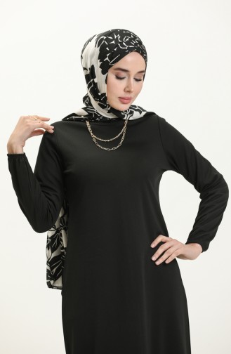 Basic Hijab Kleid mit elastischen Ärmeln 4158-08 Schwarz 4158-08