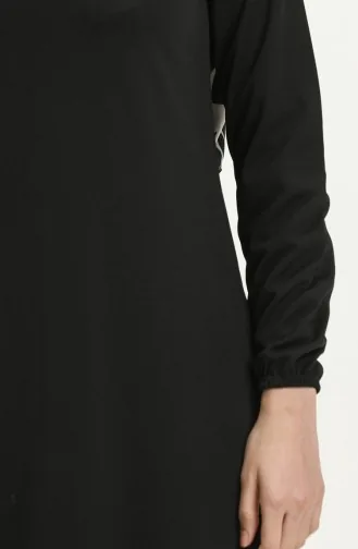Basic Hijab Kleid mit elastischen Ärmeln 4158-08 Schwarz 4158-08