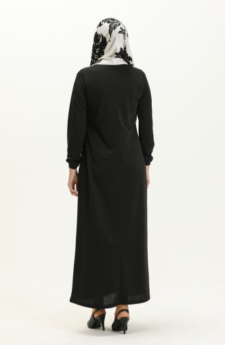 Basic Hijab Kleid mit elastischen Ärmeln 4158-08 Schwarz 4158-08