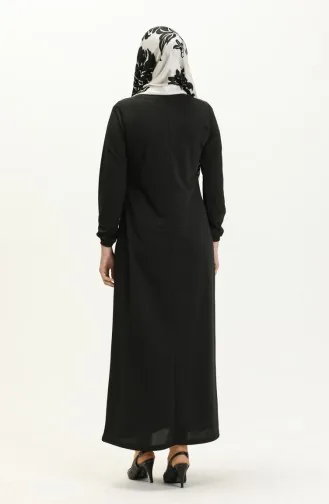 Basic Hijab Kleid mit elastischen Ärmeln 4158-08 Schwarz 4158-08