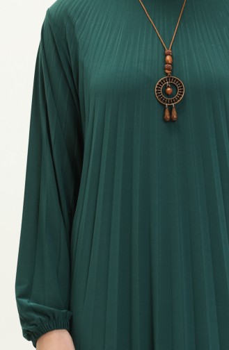 Piliseli Sandy Kolyeli Elbise 2023-01 Zümrüt Yeşili