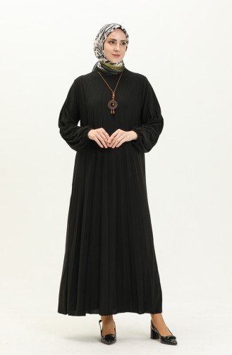 Plissiertes Kleid mit Sandy-Kette 2023-06 Schwarz 2023-06