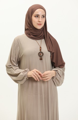 Pleated Sandy Necklace Dress 2023-09 Beige 2023-09