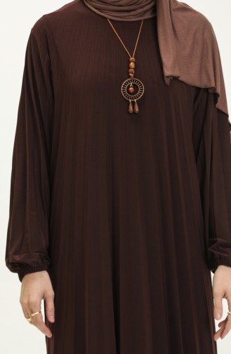 Pleated Sandy Necklace Dress 2023-10 Brown 2023-10