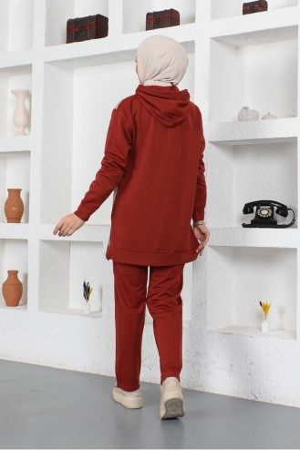 Oversize Double Örme Eşofman Takımı Kiremit