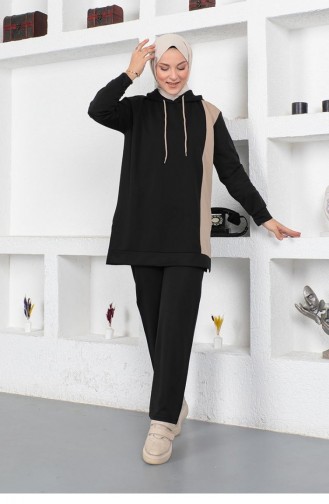 Oversize Double Örme Eşofman Takımı Siyah