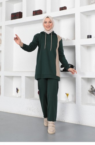 Oversize Double Örme Eşofman Takımı Zümrüt