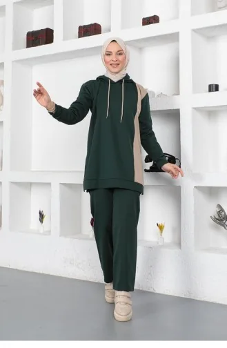 Oversize Double Örme Eşofman Takımı Zümrüt