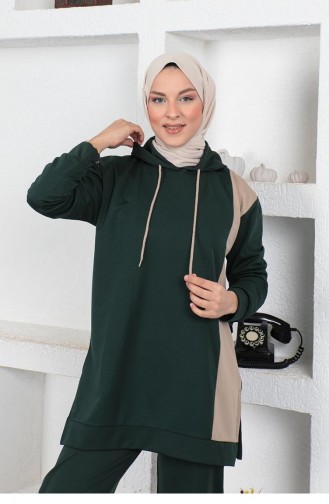 Oversize Double Örme Eşofman Takımı Zümrüt