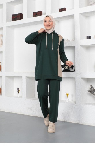 Oversize Double Örme Eşofman Takımı Zümrüt