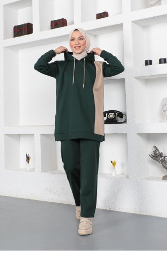 Oversize Double Örme Eşofman Takımı Zümrüt
