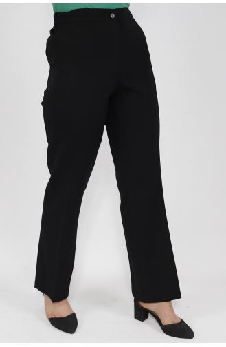 Dabıl Kumaş Beli Lastikli Büyük Beden Kumaş Pantolon 2004-01 Siyah