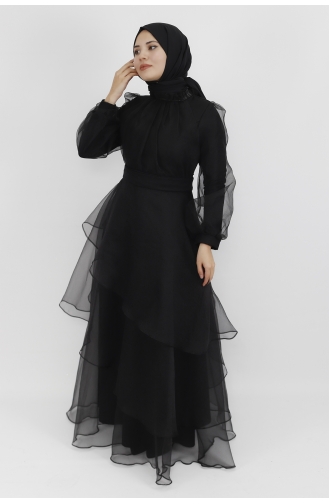 Schwarz Hijab-Abendkleider 4364-03