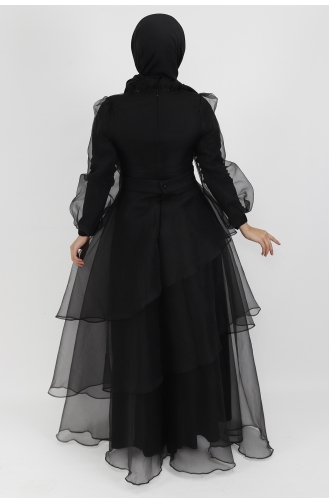 Black Hijab Evening Dress 4364-03