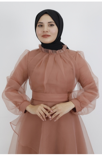 Onion Peel Hijab Evening Dress 4364-05