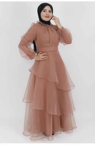 Onion Peel Hijab Evening Dress 4364-05