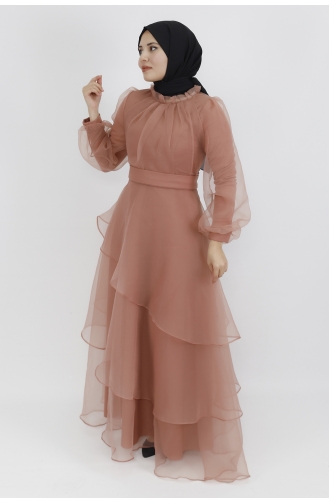 Onion Peel Hijab Evening Dress 4364-05