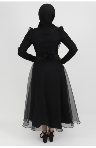 Black Hijab Evening Dress 4279-02