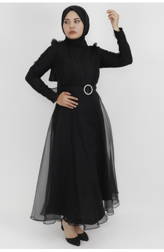 Black Hijab Evening Dress 4279-02