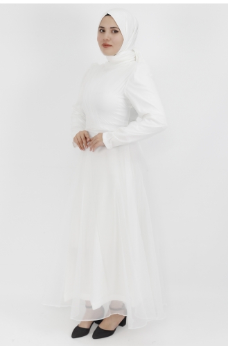 Weiß Hijab-Abendkleider 4279-03