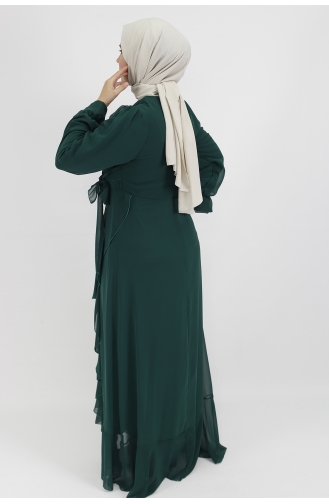 Emerald Green Hijab Evening Dress 10010-01