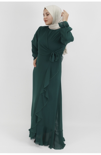 Emerald Green Hijab Evening Dress 10010-01