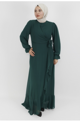 Emerald Green Hijab Evening Dress 10010-01
