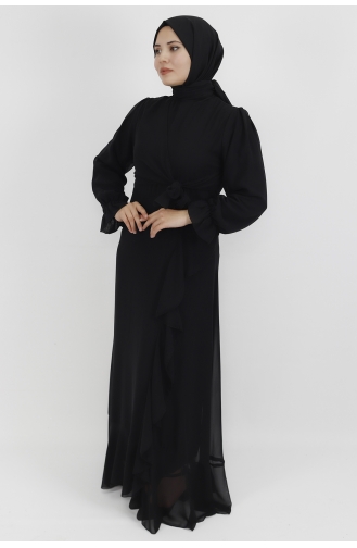 Schwarz Hijab-Abendkleider 10010-02