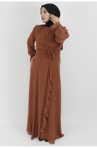 Tan Hijab Evening Dress 10010-03