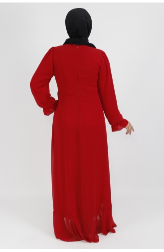 Red Hijab Evening Dress 10010-05