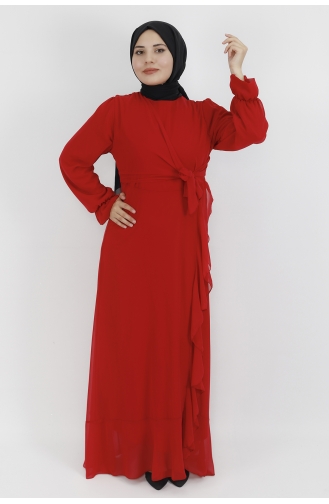 Red Hijab Evening Dress 10010-05