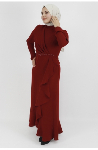 Weinrot Hijab-Abendkleider 4223-01