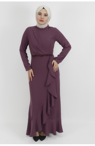 Violet Hijab Evening Dress 4223-03