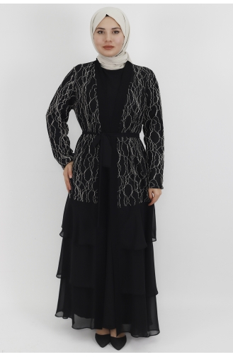 Schwarz Hijab-Abendkleider 4399-01