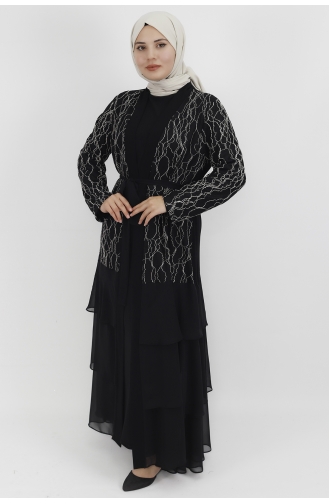 Schwarz Hijab-Abendkleider 4399-01